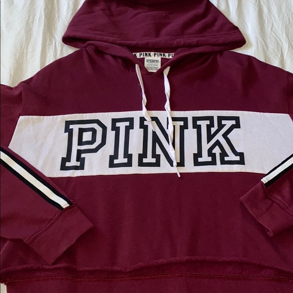 PINK Victoria's Secret Sweaters - Pink Victoria secret burgundy cropped hoodie 😻